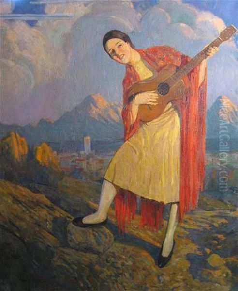 Sally With Guitar - view 1