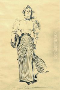 Young Woman With Straw Hat by Charles Dana Gibson