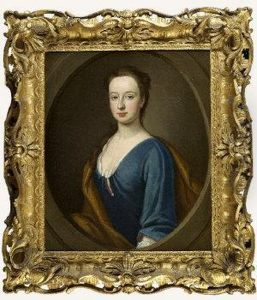 Half Length Portrait Of A Young Lady In A Blue Dress by Thomas Gibson