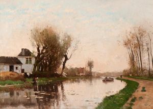 Country Road Along A Canal by Marinus Gidding