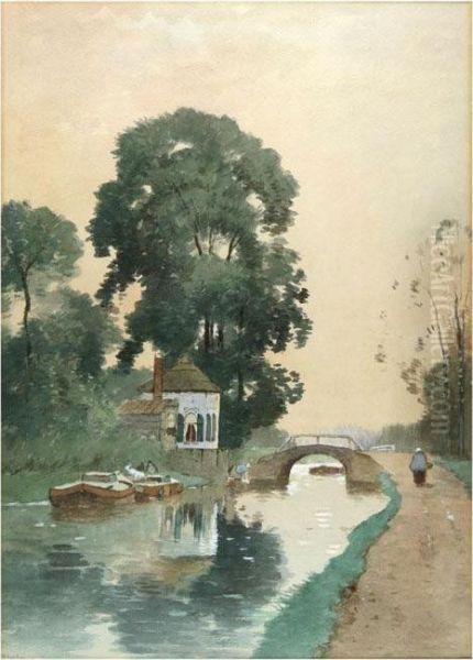 Canal View With Bridge In Holland - view 1