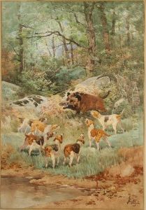 Caccia Al Cinghiale by Theophile (Francois Theophile Etienne) Gide
