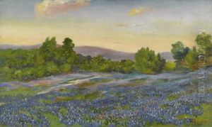 Untitled Bluebonnet Landscape by Samuel E. Gideon
