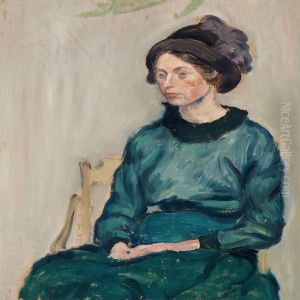 Ung Dame I Gron Kjole by Harald Giersing
