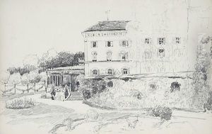 Blick Auf Die Veranda Und Teile Des Gartens Von Schlos Possenhofen Am Starnberger See by Max Eduard Giese