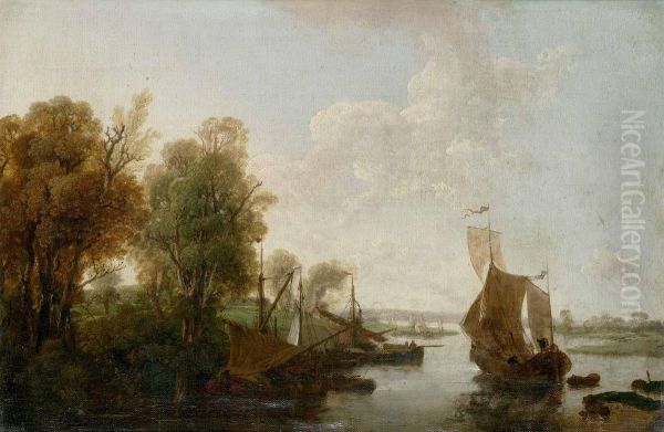 Flodlandskap Med Batar Och Figurer - view 1