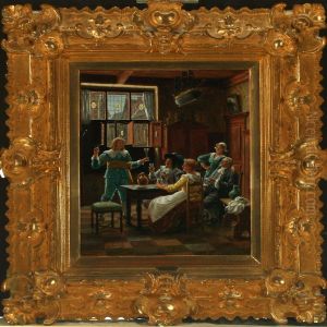 Interior With Cheerful People by Wilhelm F. Giessel