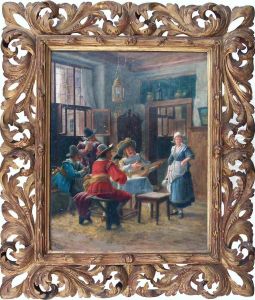 Frohliche Herrenrunde In Einer Hollandischen Stube by Wilhelm F. Giessel