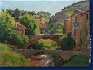 Paysage Au Pont by Leon Giffard