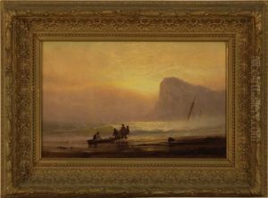Figures On The Coast At Sunset by Charles Henry Gifford