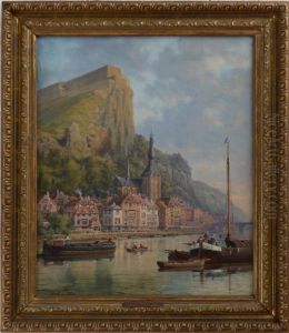 Town With River And Barges by Charles Henry Gifford
