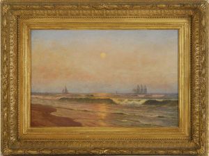 Ships Under A Sunset Sky by Charles Henry Gifford