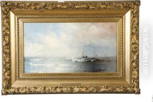 Sailing Boats At Sea. Restoration by Robert Swain Gifford