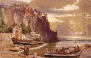 Sorrente; Le Depart De La Peche by Giacinto Gigante