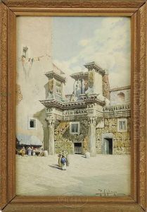The Village Square With Roman Ruins by Roberto Gigli