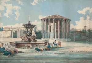 At The Fountain Before The Temple Of Vesta by Roberto Gigli