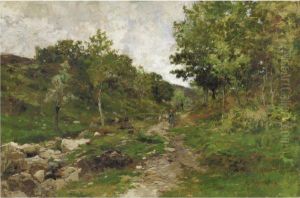 Paesaggio Con Contadina by Eugenio Gignous