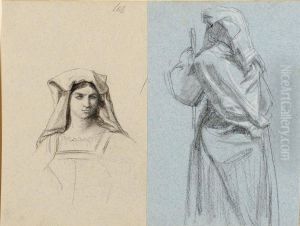 Etude De Jeune Femme Italienne Et Etude De Femme Italienne De Dos by Jean Francois Armand Felix Bernard