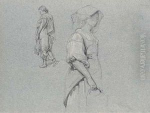 A Stooping Girl In A White Dress