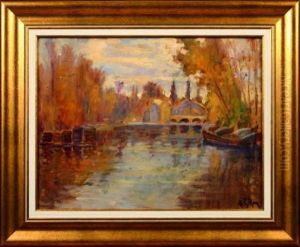 Peniche En Bord De Riviere by Albert Dakin Gihon