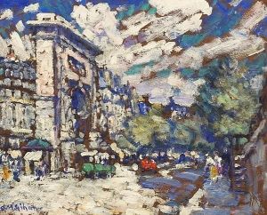 La Porte St. Denis, Paris by Clarence Montfort Gihon