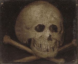 A Memento Mori With A Skull And Cross-bones by Philips Gijsels