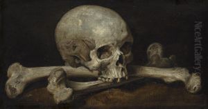 A Memento Mori With A Skull And Crossbones by Philips Gijsels
