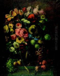 Stilleven Met Bloemen En Zangvogel by W.A. Gijzeman