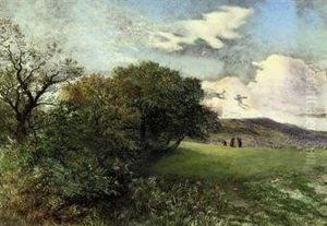 Labourers Working In The Fields With Sheep Grazing by Arthur Gilbert