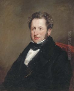 Portrait Of A Gentleman, Seated Half-length, In A Black Coat Andblack Tie