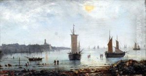 Bateaux Au Mouillage, Scene Animee.