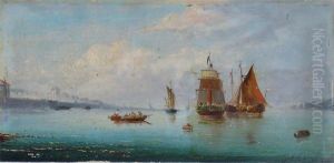 Bateaux Au Mouillage Par Temps Calme by Pierre Julien Gilbert
