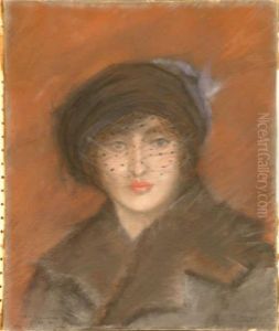 French Pastel Portrait Of A Lady Wearing A Veil Signed And Inscribed 'mon Camarade P.m.b' 18 X 15in by Rene Joseph Gilbert