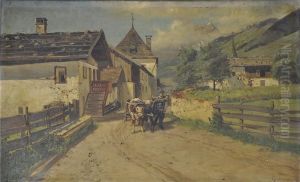 Dorfstrase Mitbauer Und Ochsengespann
