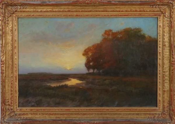 Sunset Reflecting On The River, Landscape - view 1