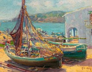 Barcas En La Playa by Baldomero Gili Y Roig