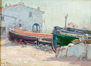 Barcas En La Playa by Baldomero Gili Y Roig