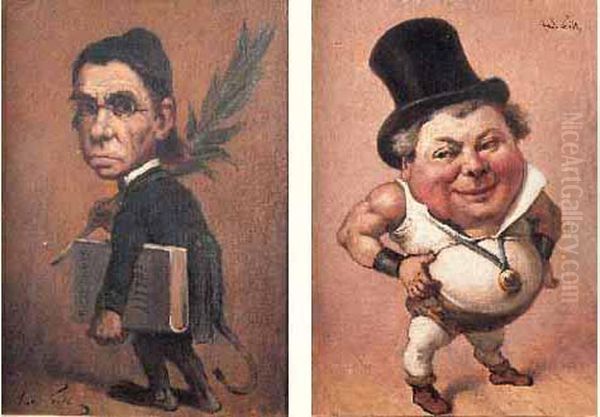 Caricatures De Gambetta, De Littre Et De Daubray - view 1