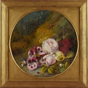 A Still Life Of Assorted Flowers On A Mossy Bank by Dw Gill
