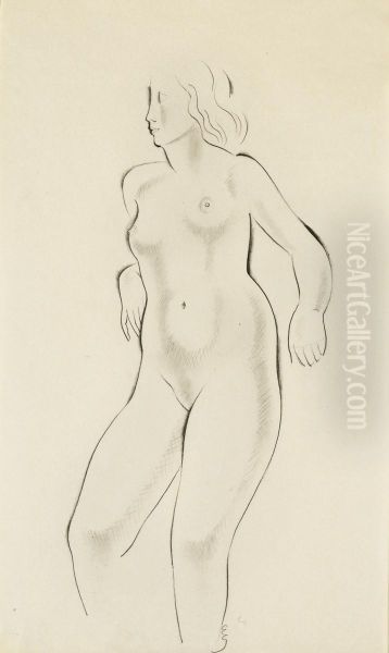 Study Of A Female Nude Signed With Initials - view 1
