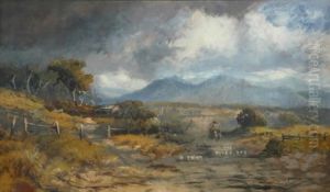 Returning The Sheep Oil On Boardsigned 'naylor Gill' Lower Right 46.5 X 78 Cm by Naylor Gill