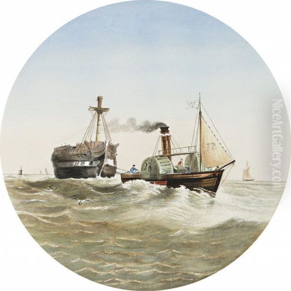 Steamer Working On The Bay - view 1