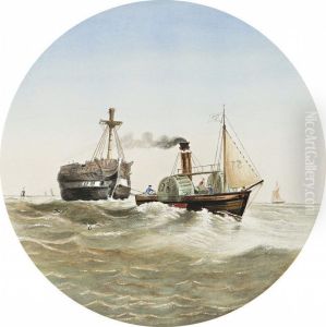 Steamer Working On The Bay by Samuel Thomas Gill