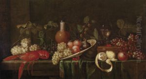 Large Still Life With Flowers With A Cookedlobster by Jan Pauwel Gillemans The Elder