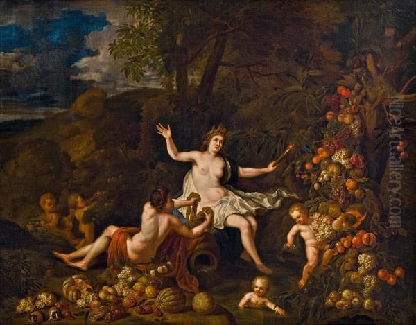 Allegorie Der Erde - Landschaft Mit Ceres, Putten Und Reicherobststaffage - view 1