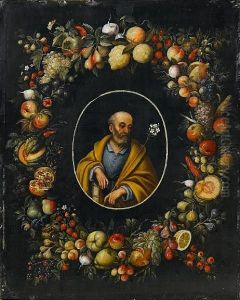 Saint Joseph Within A Garland Of Fruit