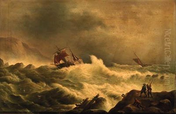 Shipping In A Storm Off A Coast; And Shipwrecked - view 1