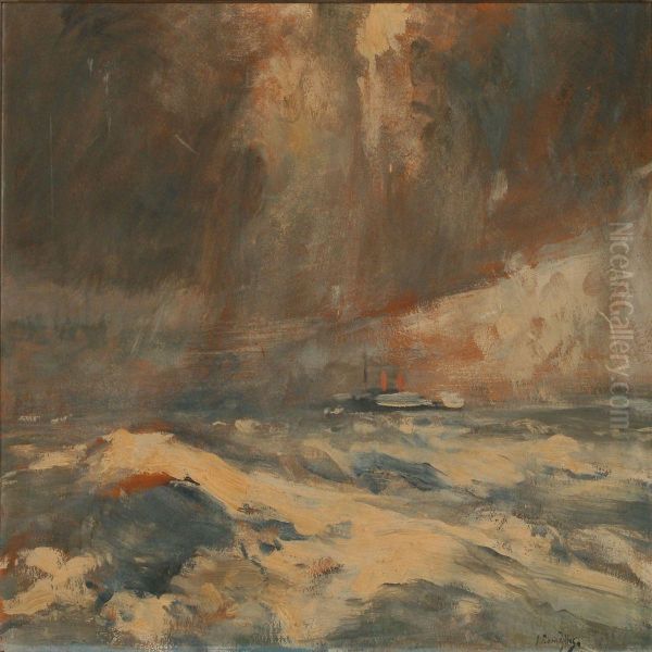 A Steamer In Rough Sea - view 1