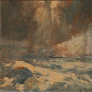 A Steamer In Rough Sea by Eugne-Louis Gillot