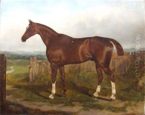 Portrait Of A Chestnut Hunter In Landscape by Sawrey Gilpin